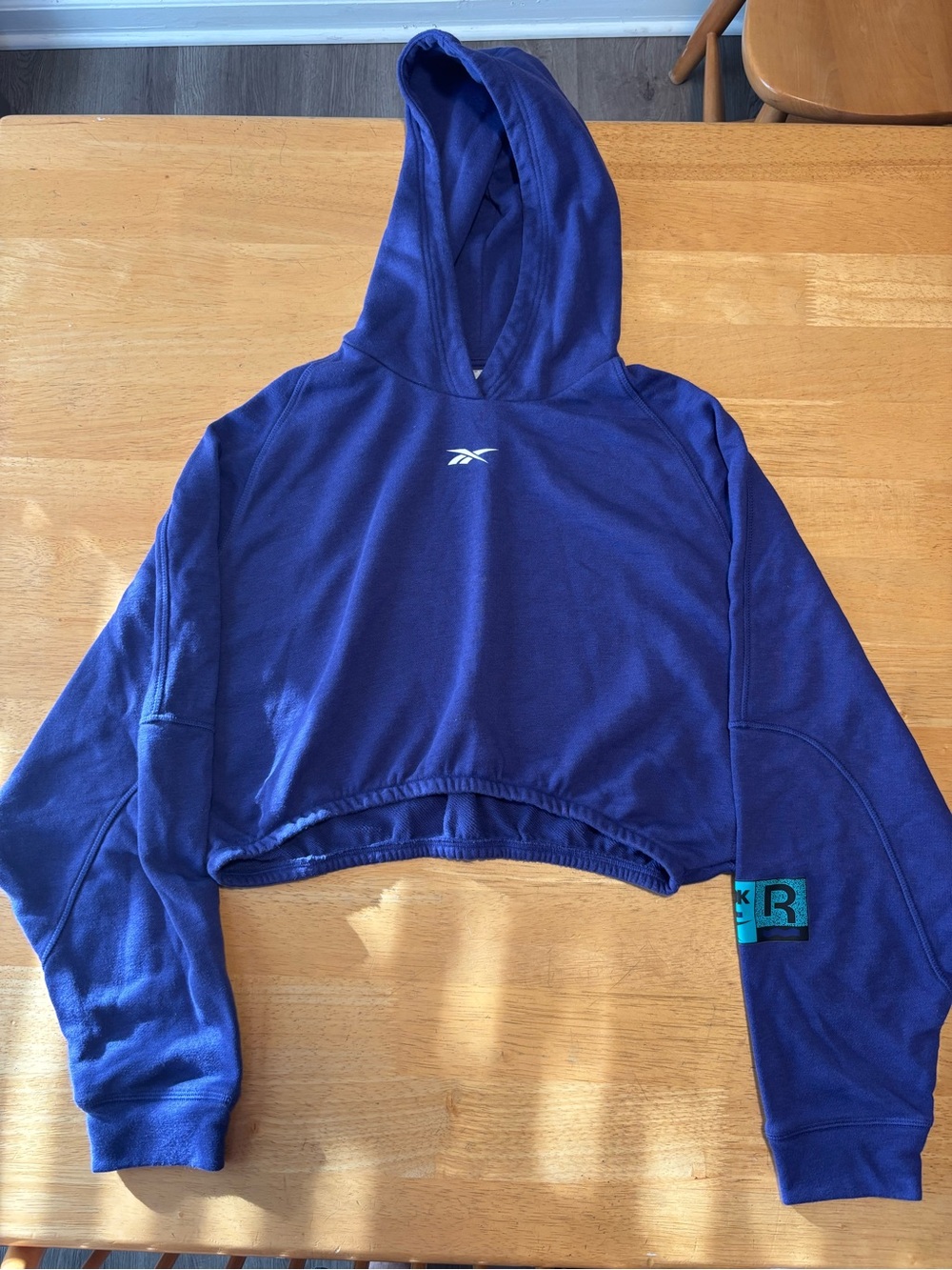 Reebok Blue Cropped Hoodie Sweatshirt